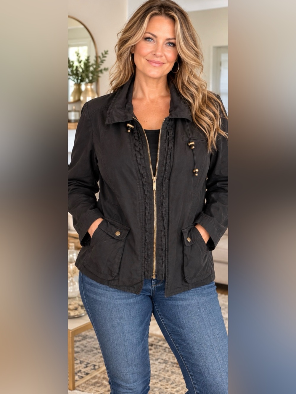 24” ptp ORLY Women's Black Utility Jacket Size 16
